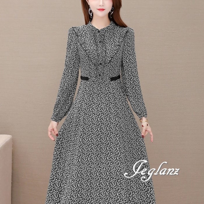 小花柄 ワンピース ドレス フリル ポケット付き 2色 大きいサイズ ♪(M4393)γα