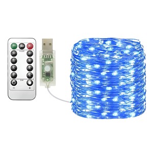 【努力特価】クリアヒル(Clearhill) USB仙女灯1点セット、33 ft/10 M青色100 LED USBクーパー線シリアルランプ、リモコン付き、8種類のモード、タイミングと調光、クリスマスの寝室のインテリアに適している