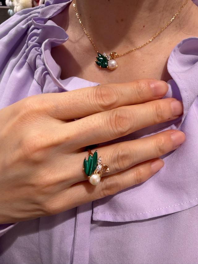 【Dreamy Swan】Ring｜Shell ｜ Malachite
