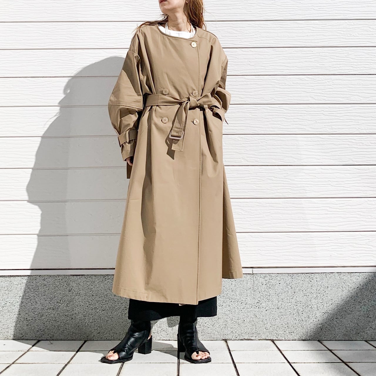 ノーカラートレンチコート | Q♡