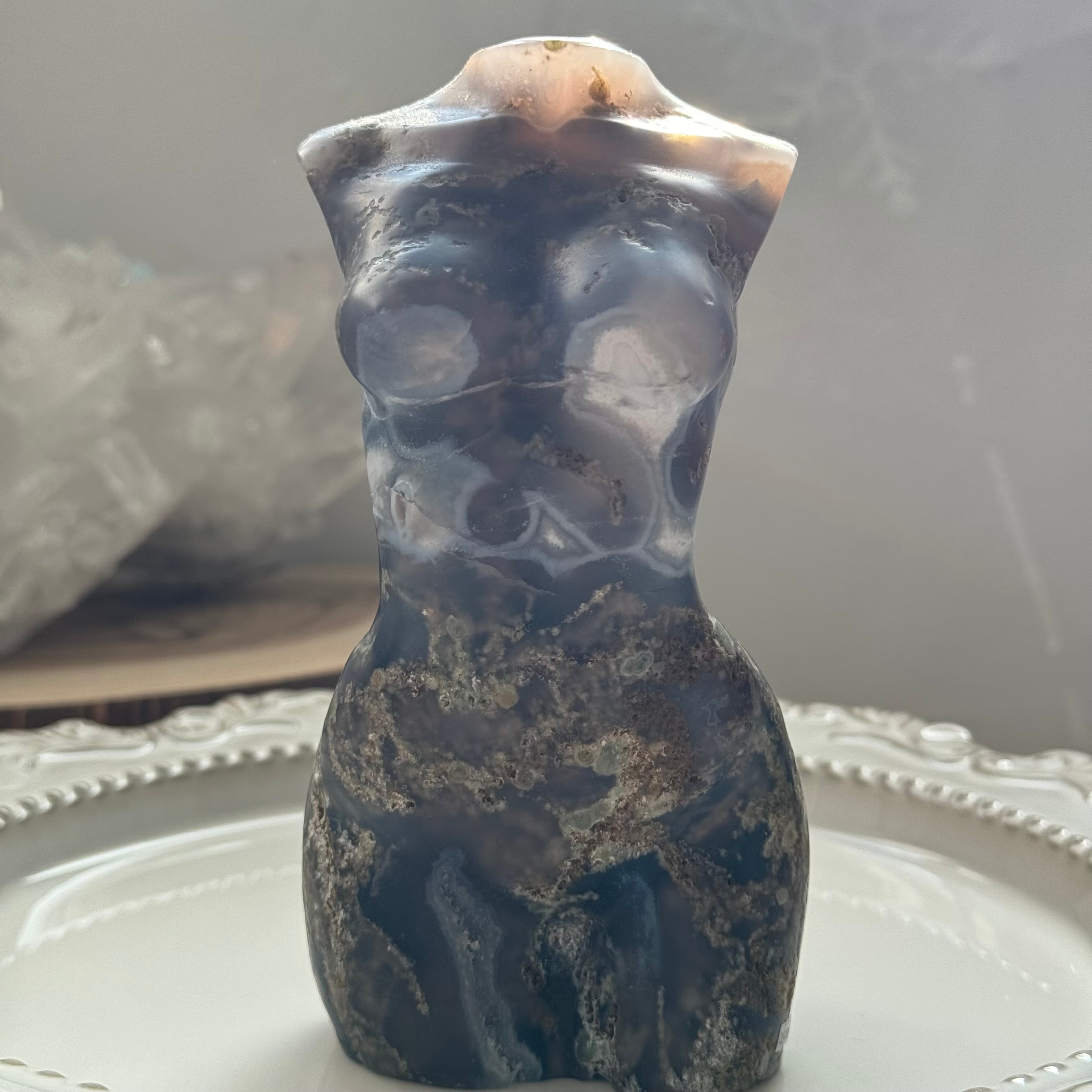 パープルモスアゲートボディ＊231165＊天然石カービング＊トルソー