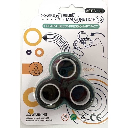 マグネティックリング 3個入 1パック ブラック  Stress Relief Magnetic Ring 3pieces