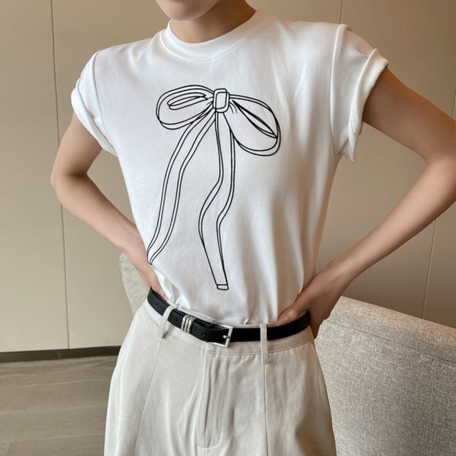 Ribbon Print T-shirt 500952