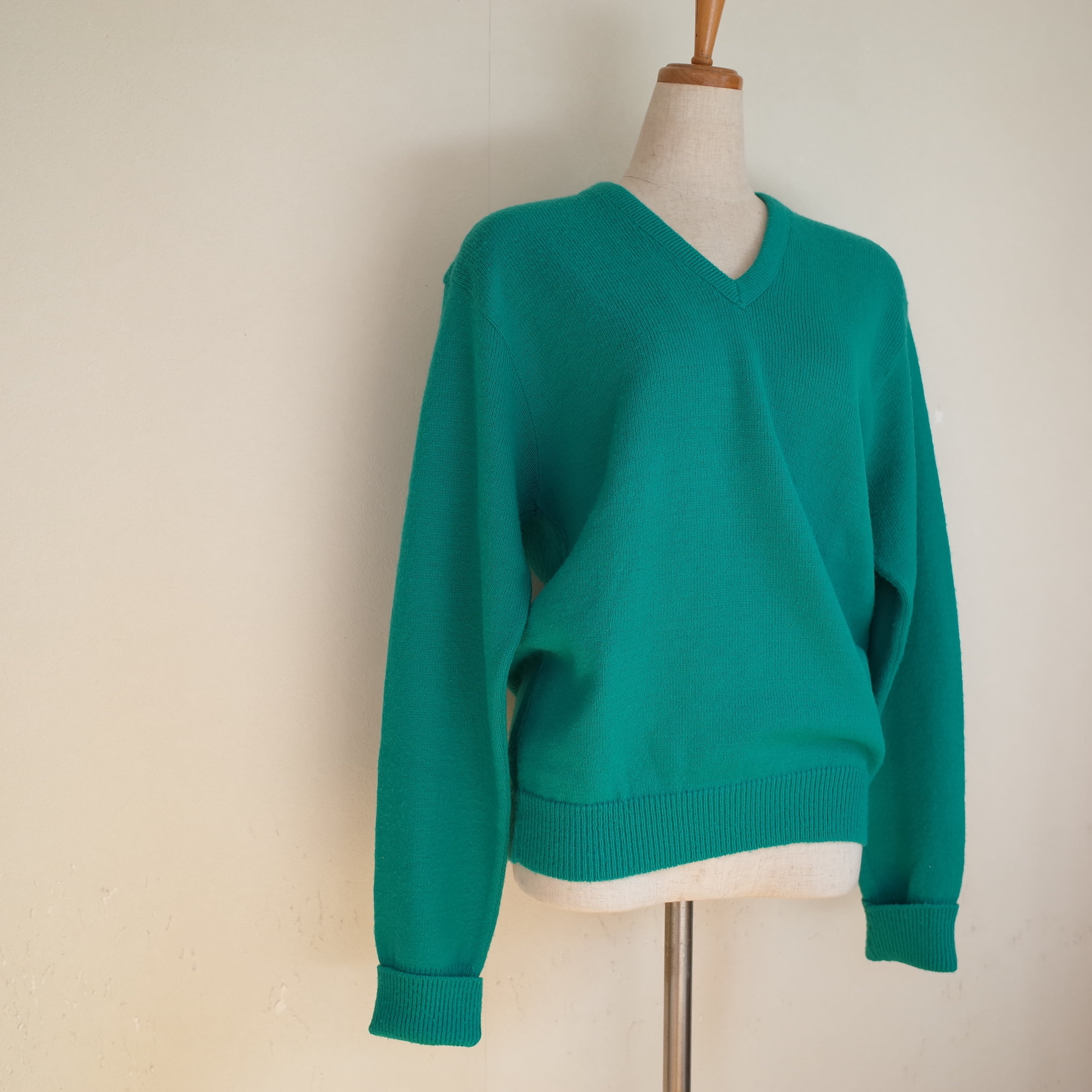 70s USA made JEFFLON acryl v neck sweater