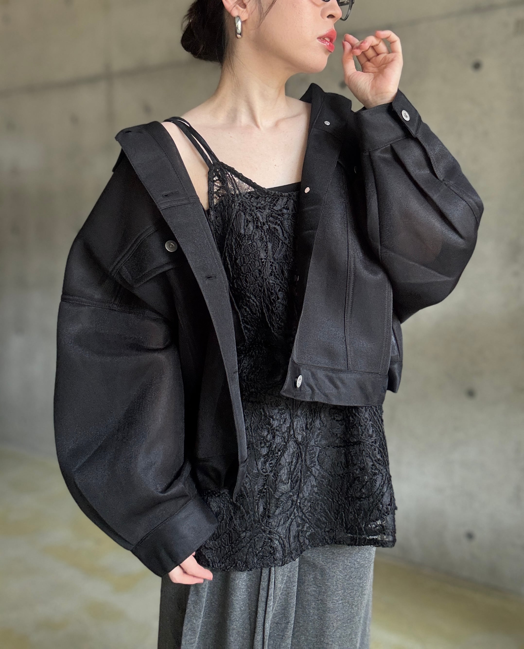 即納】コード刺繍キャミソールチュニック【ブラック】 | eeny