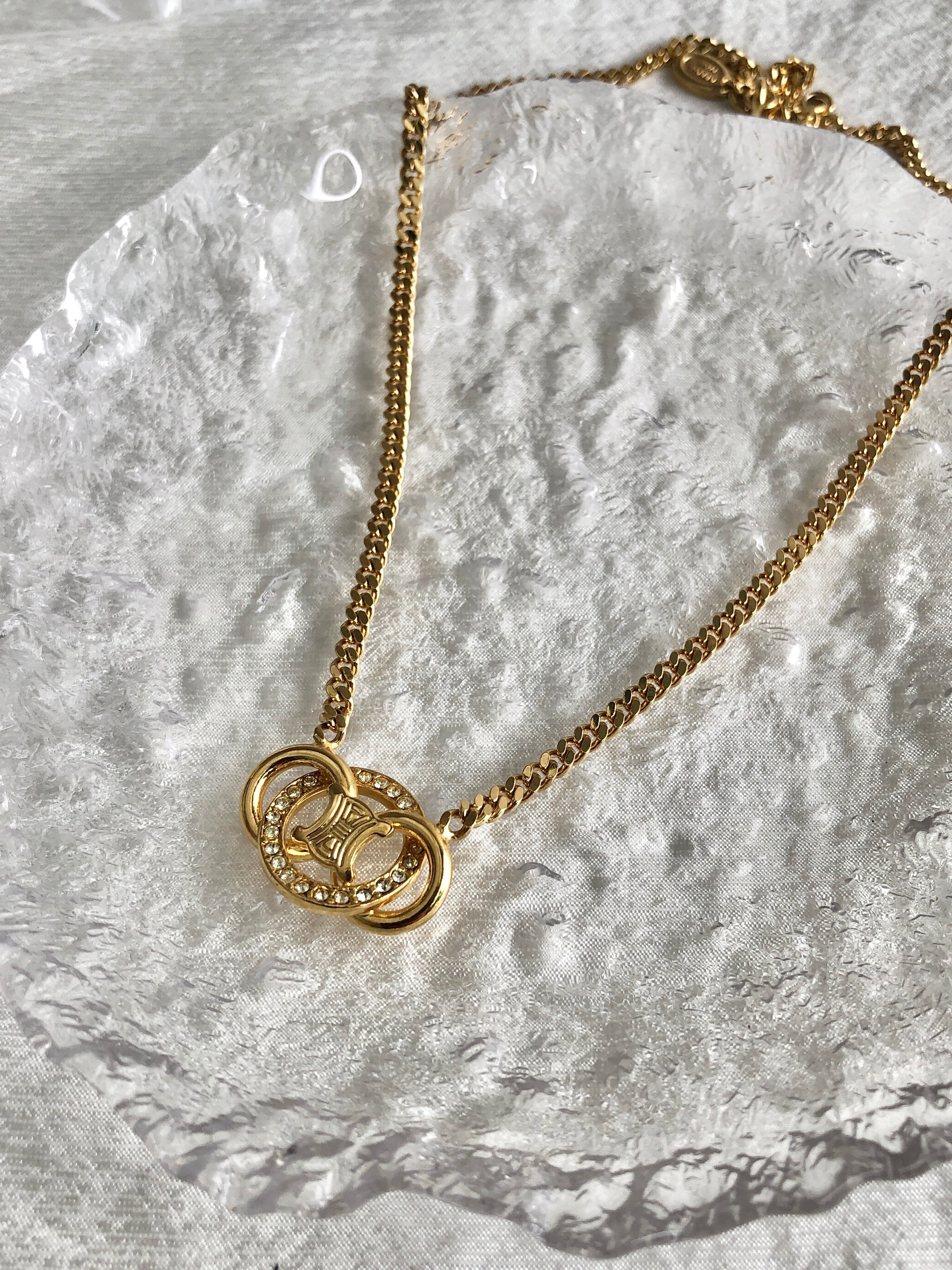 CELINE セリーヌ ネックレス ゴールド ブラゾン ストーン vintage ヴィンテージ オールド jghz4v