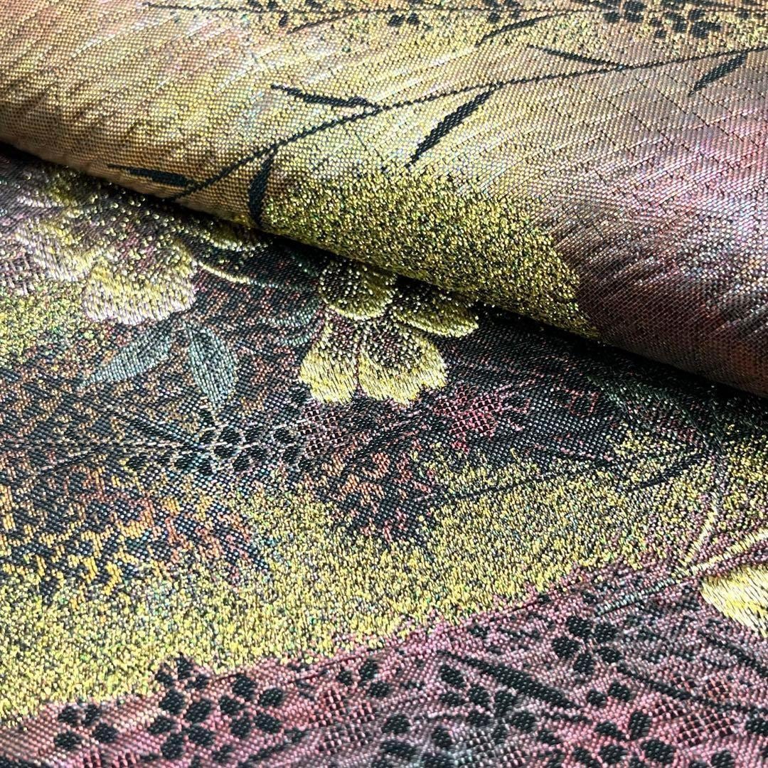 袋帯 花柄織模様 グラデーション 金糸 O-3748 | リユース着物わびさび 