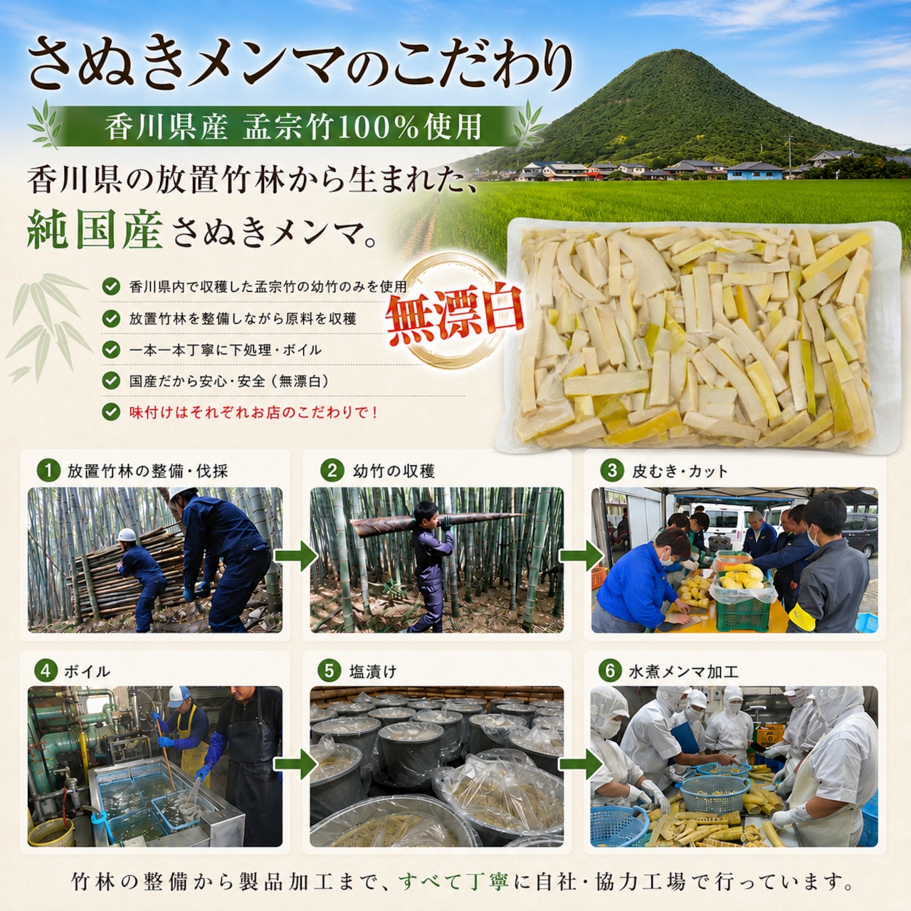 SANUKI SATOYAMA FARM 【業務用】 さぬきメンマ 水煮 1800g・画像2