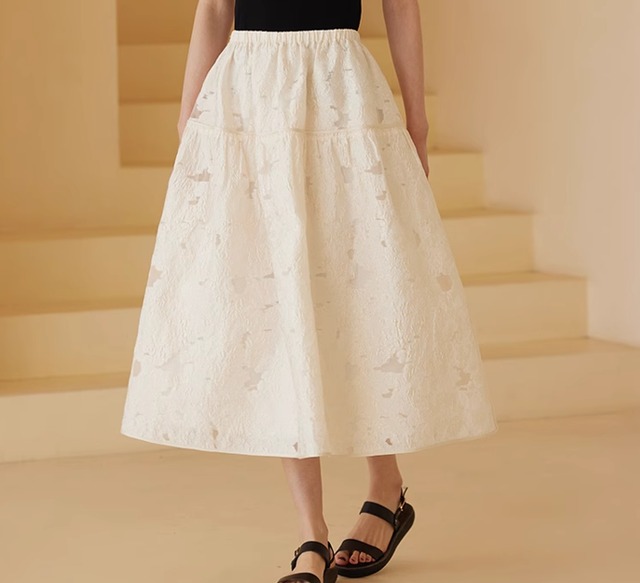 petal pattern flare skirt【2024032301】