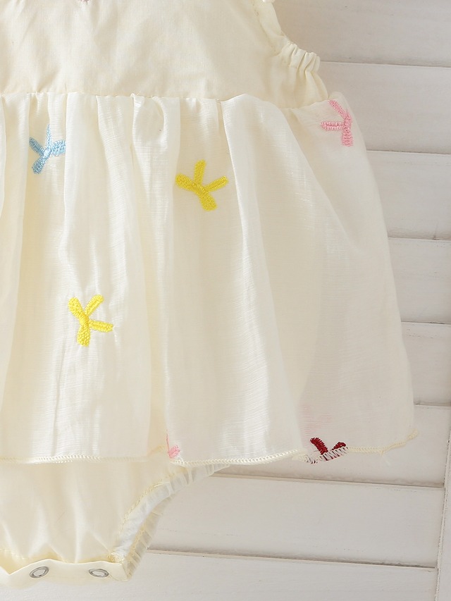 【姉妹服】アイボリーリボン刺繍ワンピースロンパース - 12