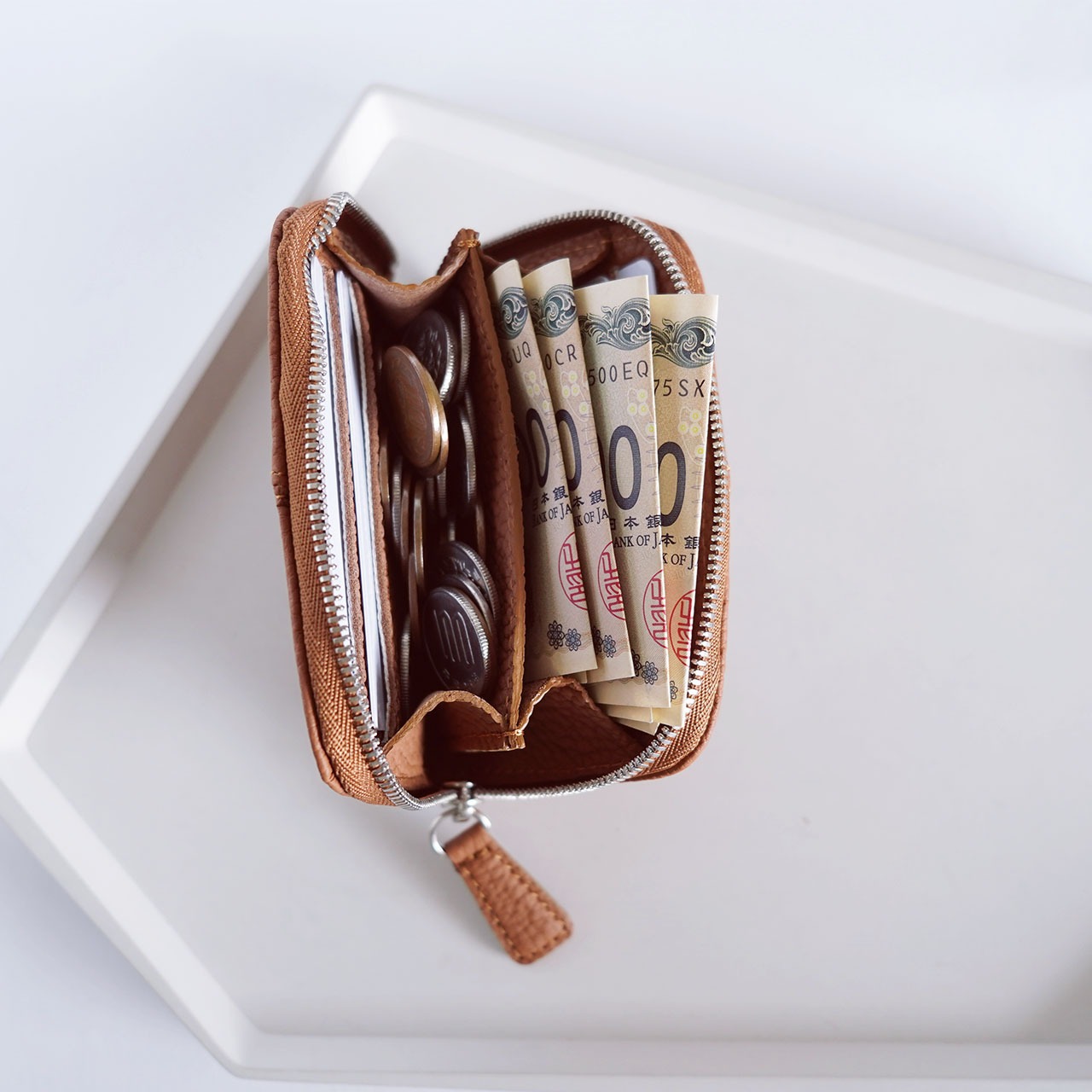 【本革】手のひらミニ財布｜de’syu｜ドイツシュリンク × アクセサリー感　ブラウン・画像7