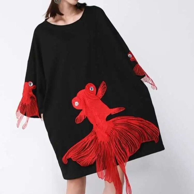 Goldfish Embroidery Dress / ゴールドフィッシュ エンブロイダリー ドレス ワンピース
