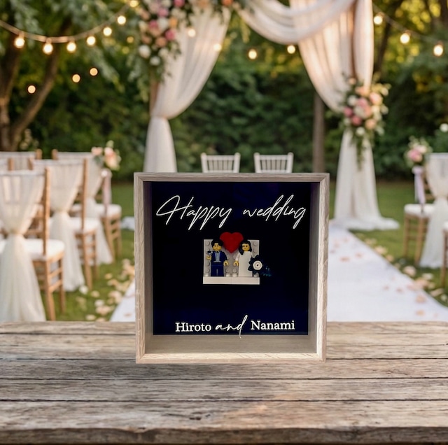 ギフト・プレゼント向け 新郎新婦 カスタムブロックフィギュア 印字ボックス付き （レゴ®パーツ使用）