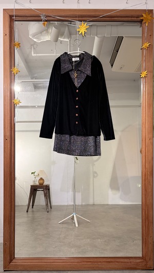 〈s.nさま専用〉Vネックベロアカーディガン ブラック