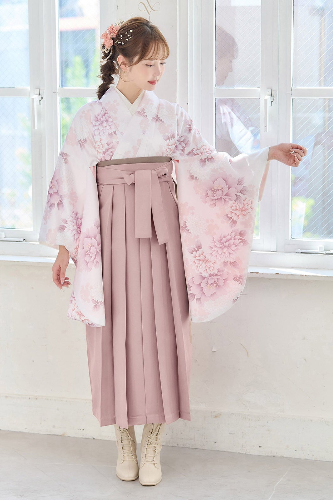 袴4点SET春のはんなり花乙女（くすみピンク）11MPK | ANDESIR