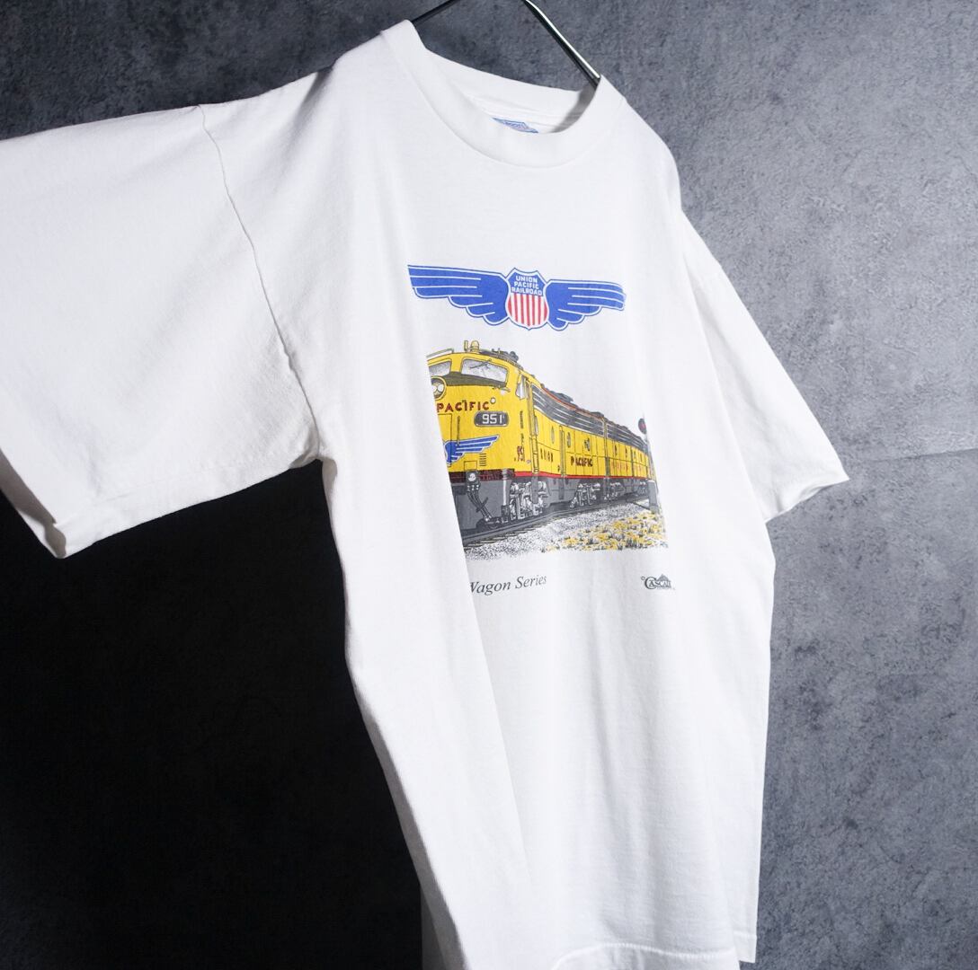 90s ”All Sport” White Union Pacific Railroad Print T-Shirt
