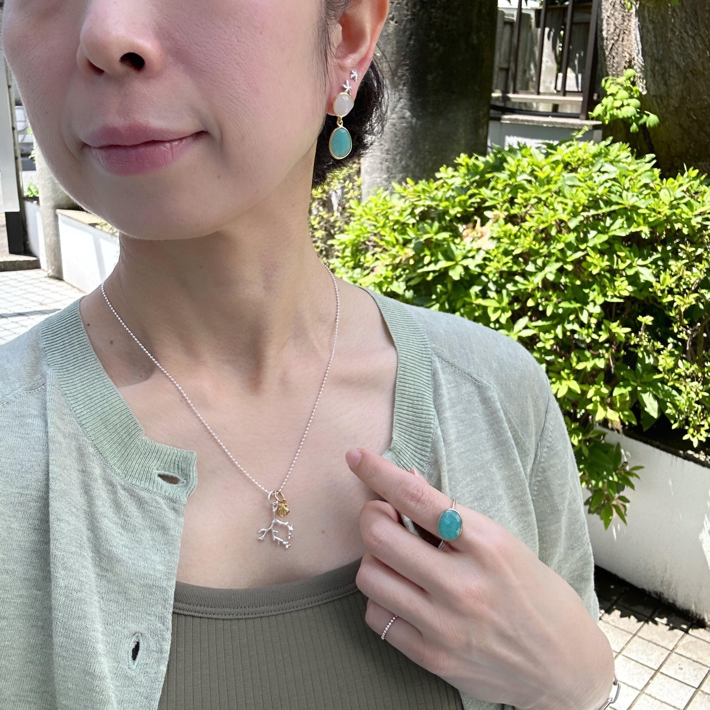 Gold Coating 2 ストーンピアス ムーンストーン＆アマゾナイト