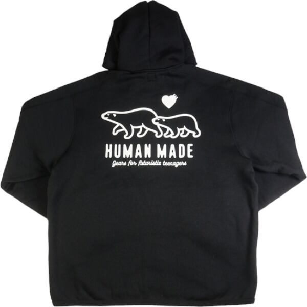 HUMAN MADE FLEECE SWEAT ZIP HOODIE BLACK25%COTTON