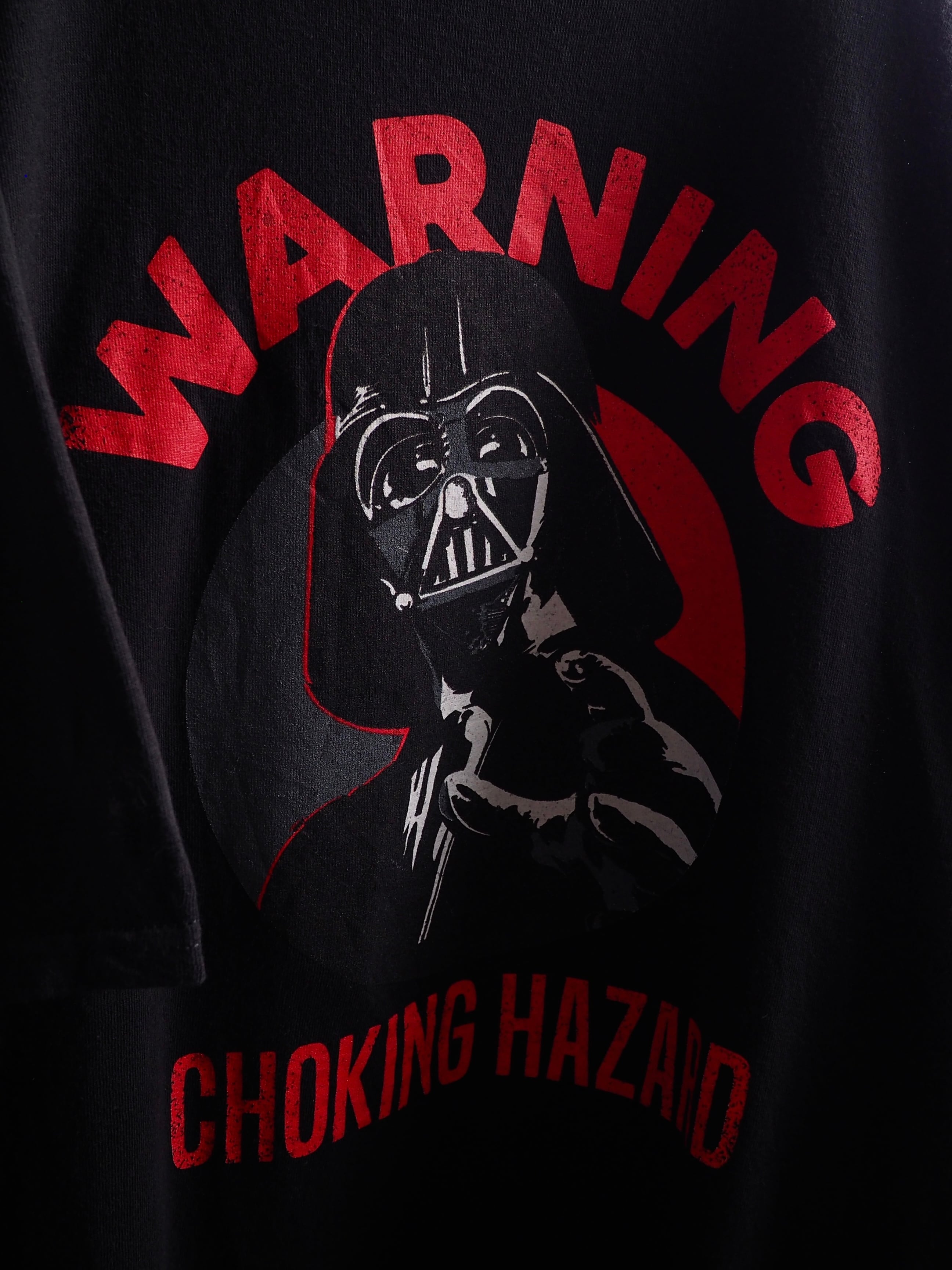 ” STARWARS ” ” Warning!Darth Vader ” printed Black loose Tee