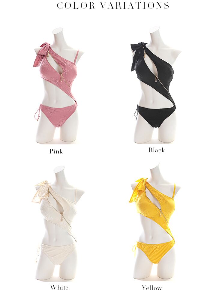 【完売品】ROBE de FLEURS Glossy Lacy zip 水着 ROBE de FLEURS Glossy】Lacy zip swim wear (GL2360) 2360【返品不可