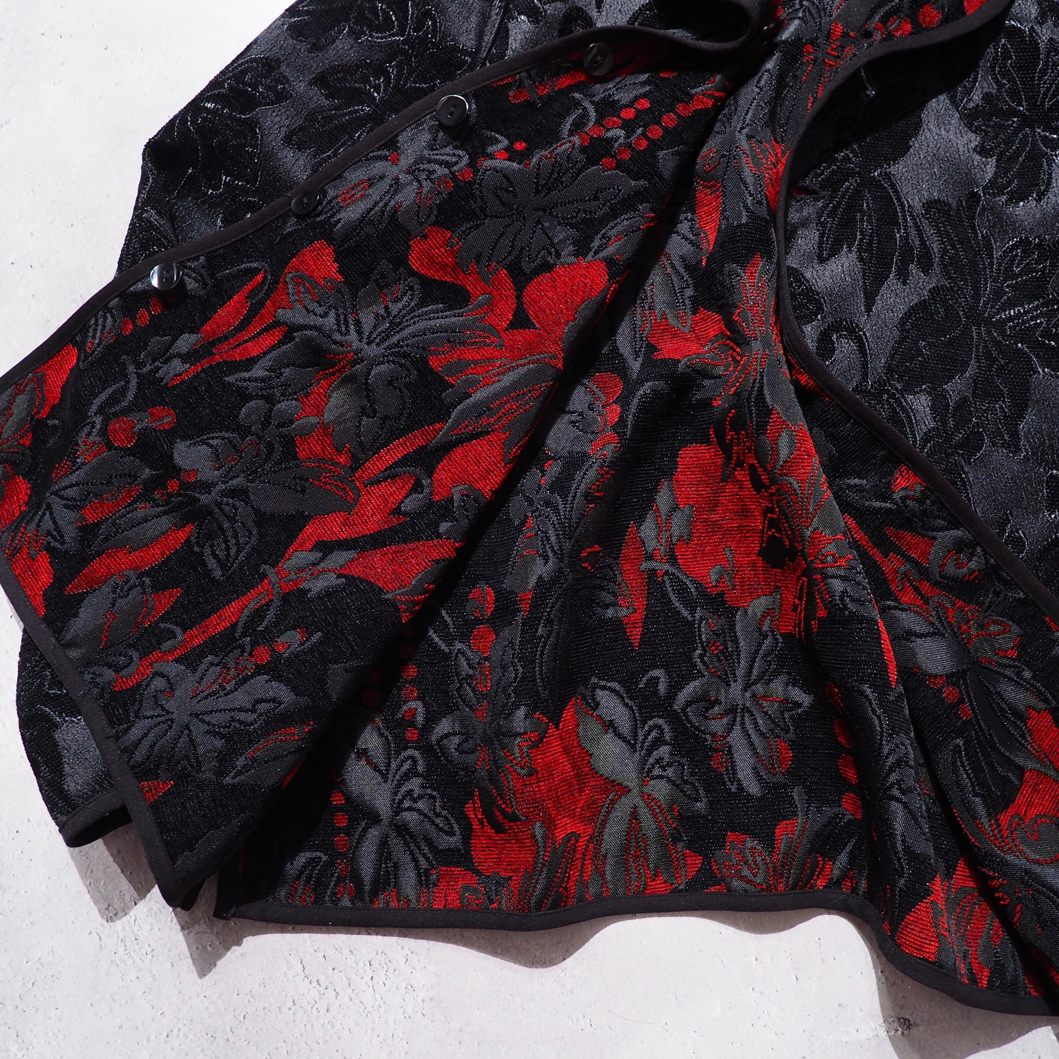 " 両面 - Reversible " Beautiful Flower Embbossed vintage Velours jacket