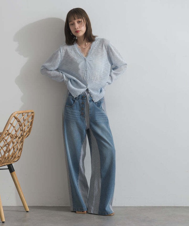 2407026 サイドスウェットドッキングデニム gray