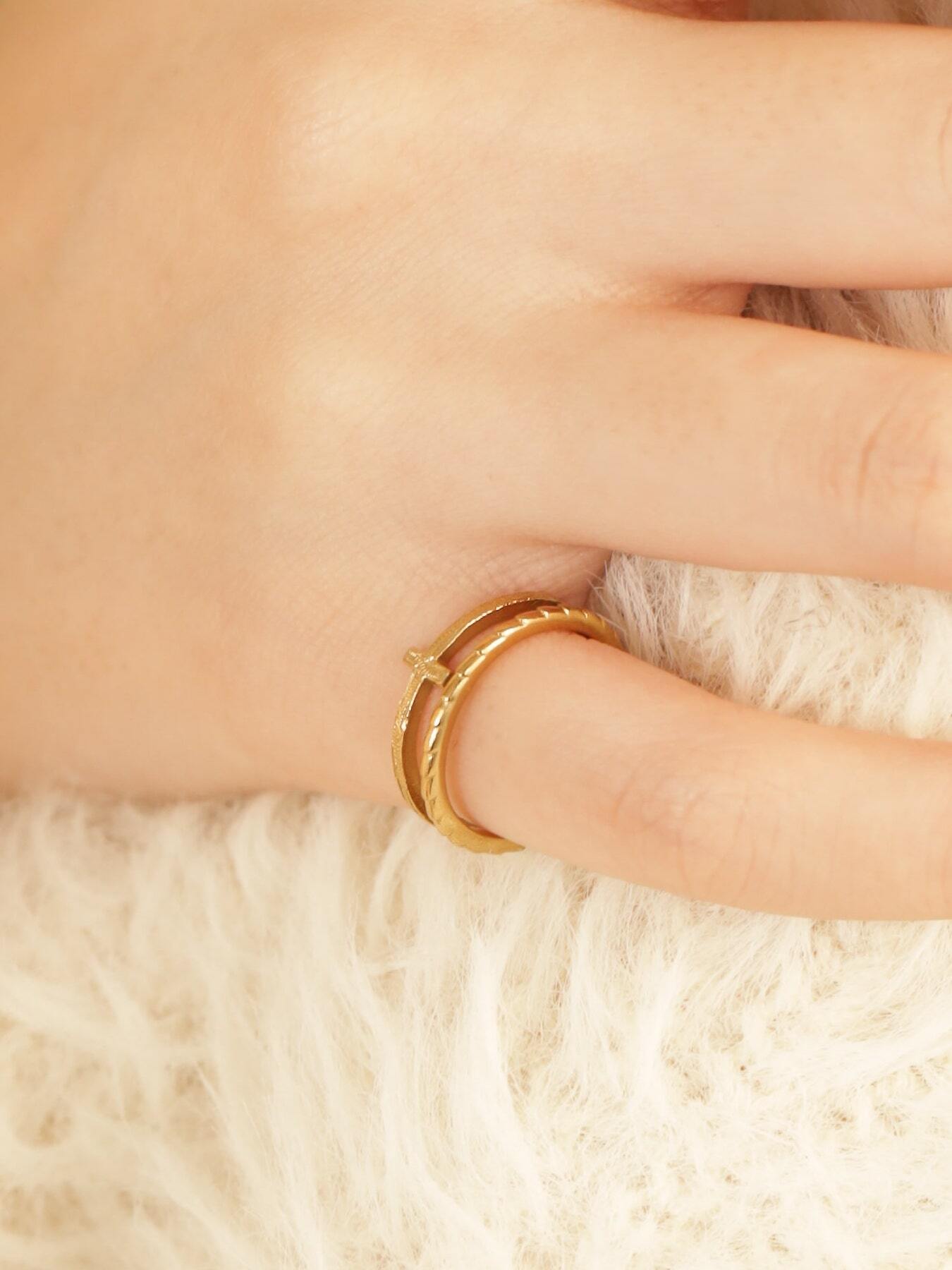 316L hawaiian double cross ring #r20