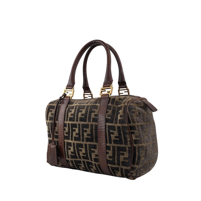 FENDI フェンディ ズッカ ハンドバッグ ブラウン ベロア レザー ミニボストン vintage ヴィンテージ オールド g7vd3e