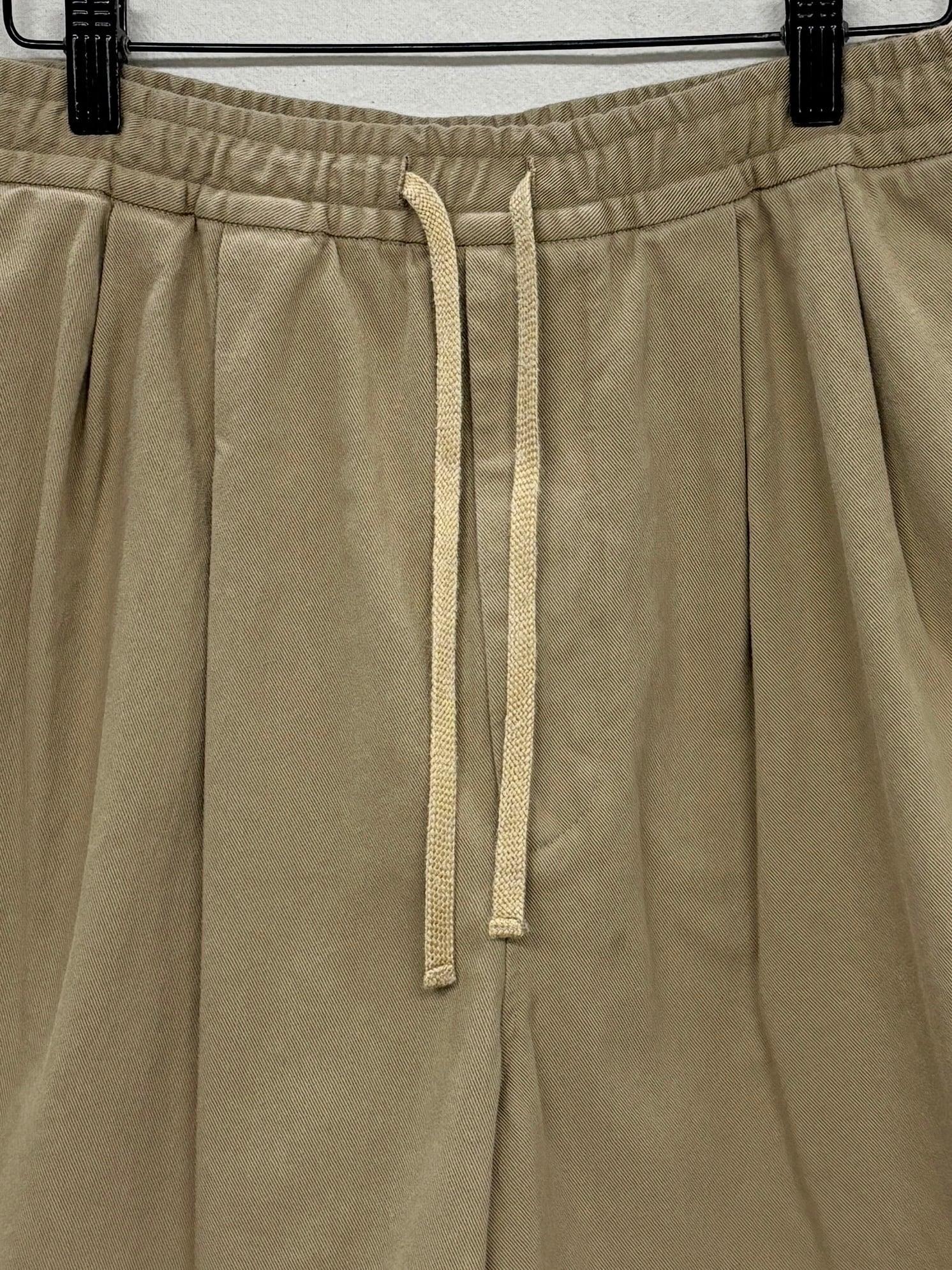 awasa / hard twist cotton twill wide easy shorts (KHAKI) | THE