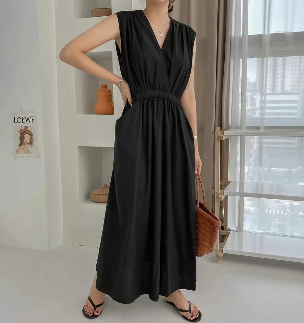 リネンブレンド ノースリーブワンピース　AJ22262-8668