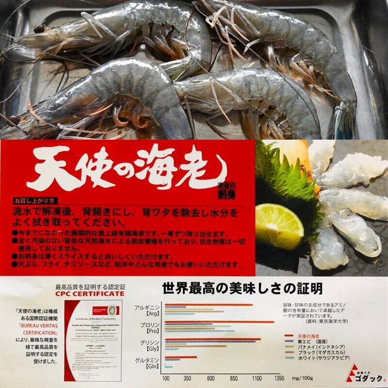 天使の海老 1kg約50尾 刺身用【天国に一番近い島の海老】旨味・甘味が