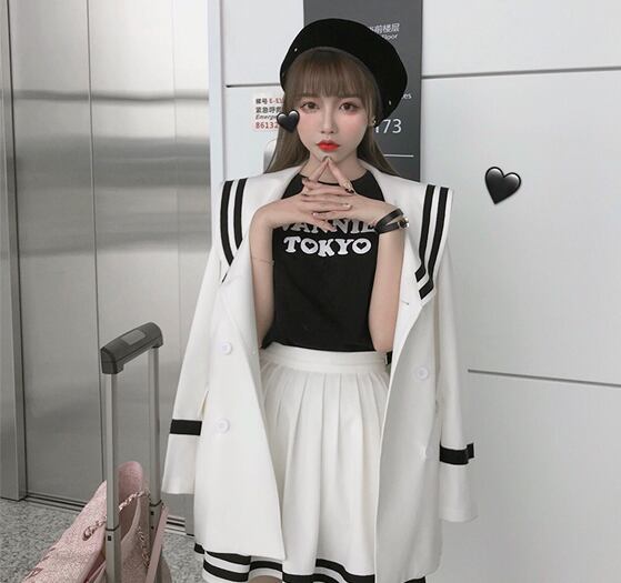 セットアップ ジャケット スカート セーラー服風 レディース 韓国系