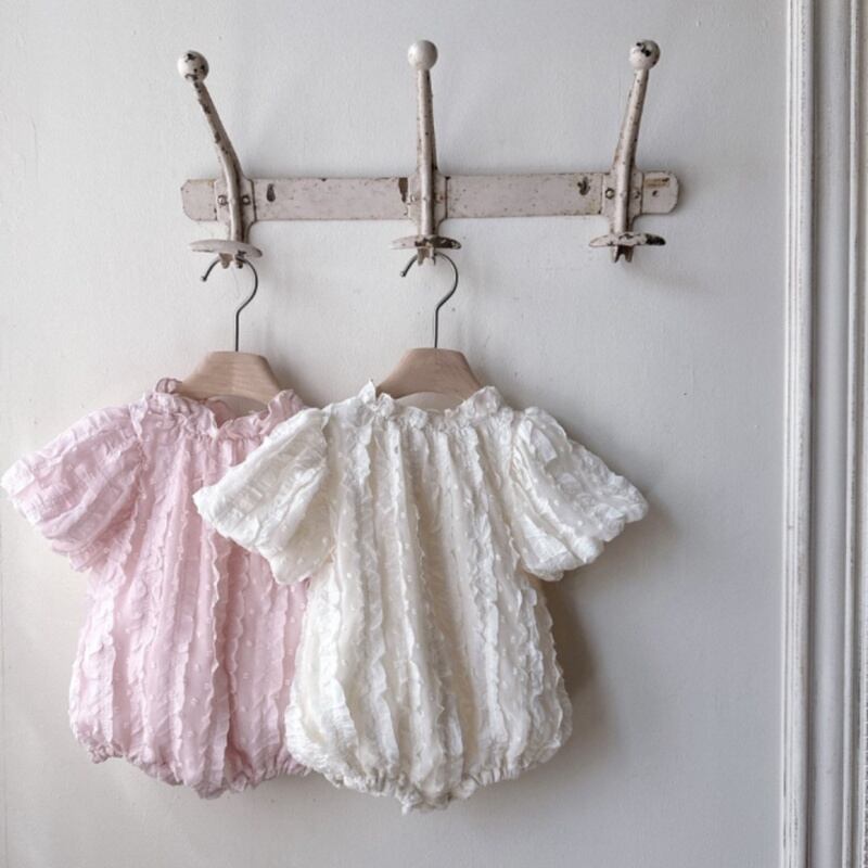 【BABY】夏新作 しわ半袖ロンパース