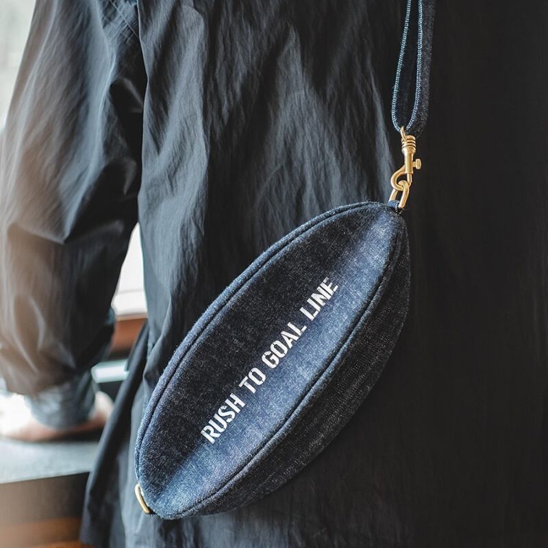 ラグビーボール型デニムショルダーバッグA18182