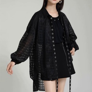 メッシュステッチアイレットカーディガン A0102