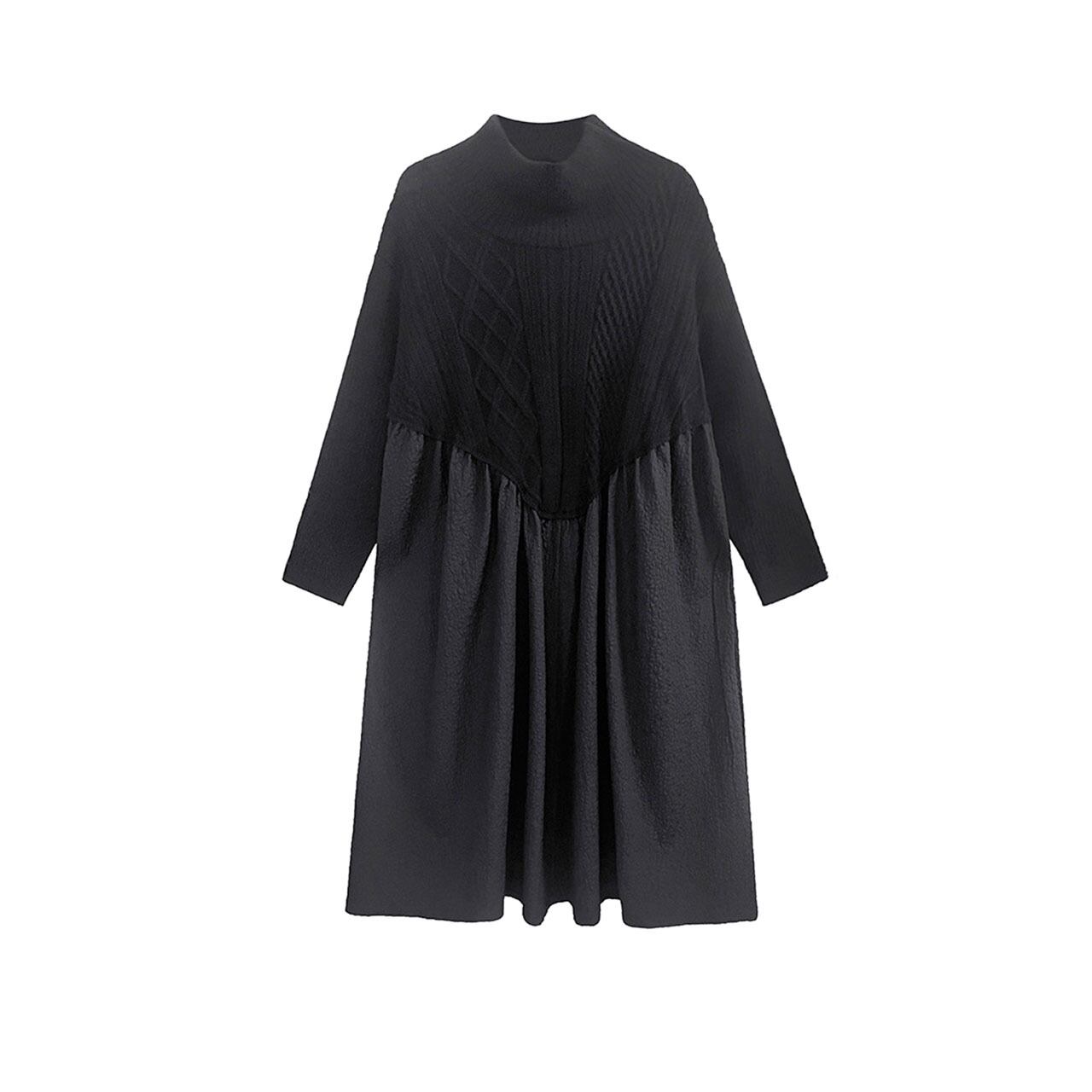 Knit Switching A-line Onepiece