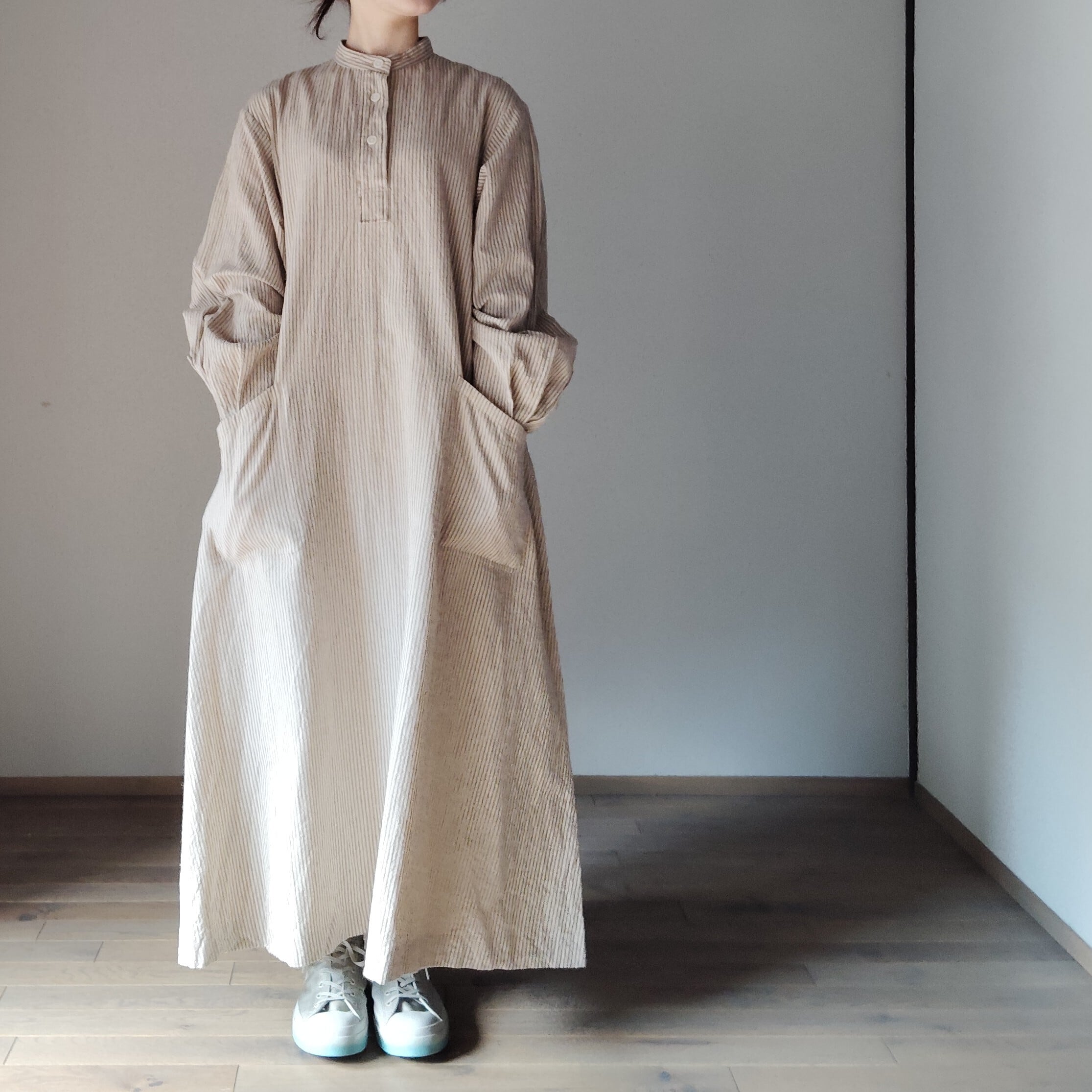 YAECA /ヤエカ Stand collar P/O dress/スタンドカラープル YAECA /ヤエカ Stand collar P/O dress/スタンドカラープル