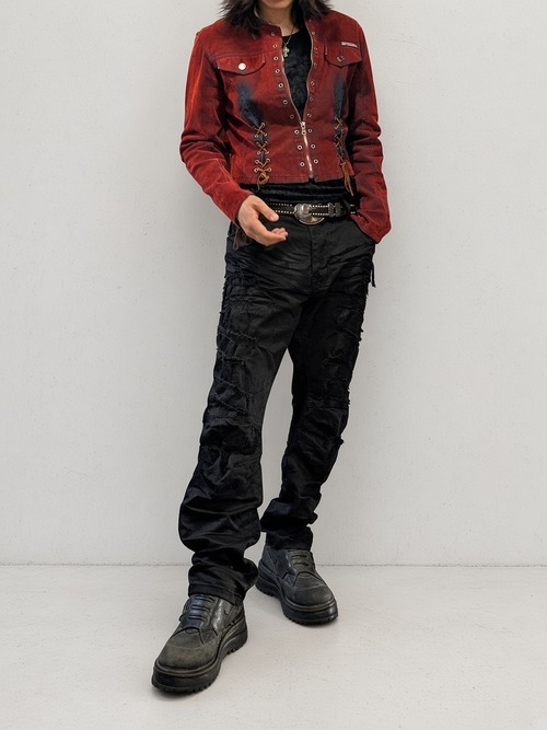 "MANHATTAN" laceup velour jacket