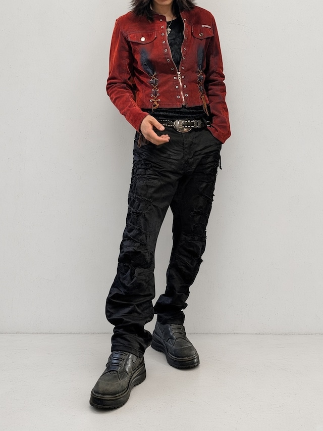 "MANHATTAN" laceup velour jacket