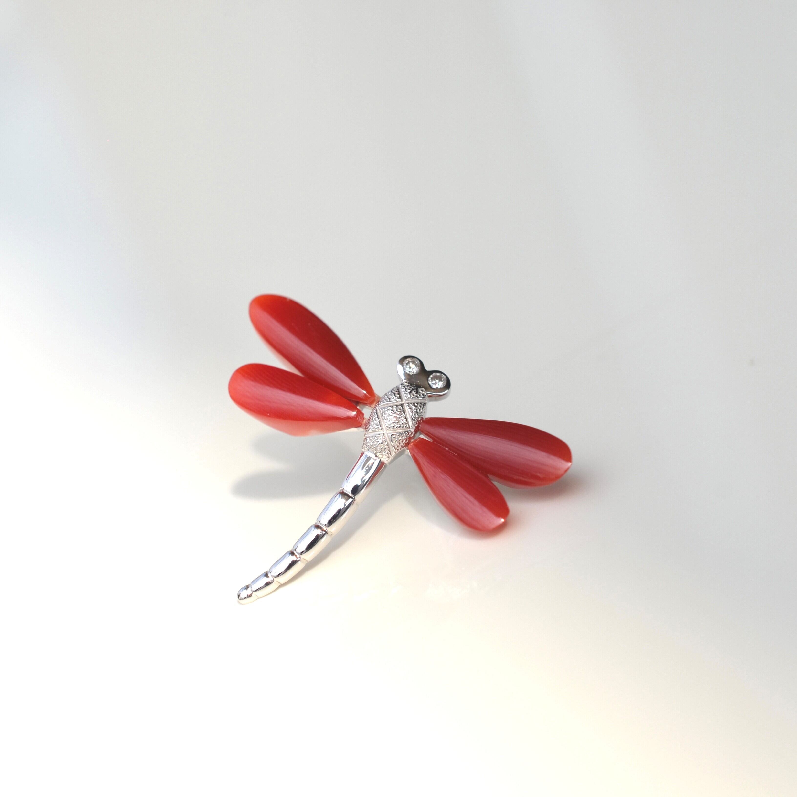 K18WG血赤サンゴブローチ | ジュエリーショップ美つ輪