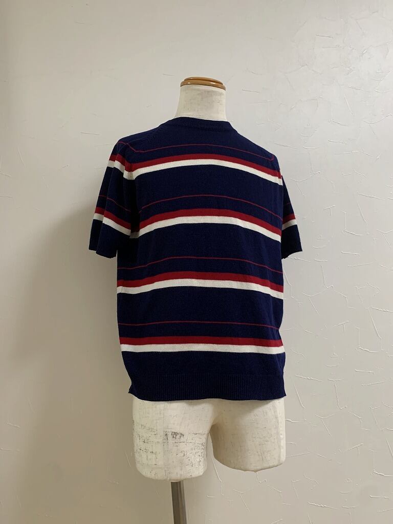 1960's Border Pattern Short Sleeve Summer Sweater "TOWN CRAFT"