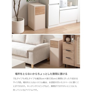 ゴミ箱 15L ナチュラル 北欧 木目 スイング式 扉 スリム