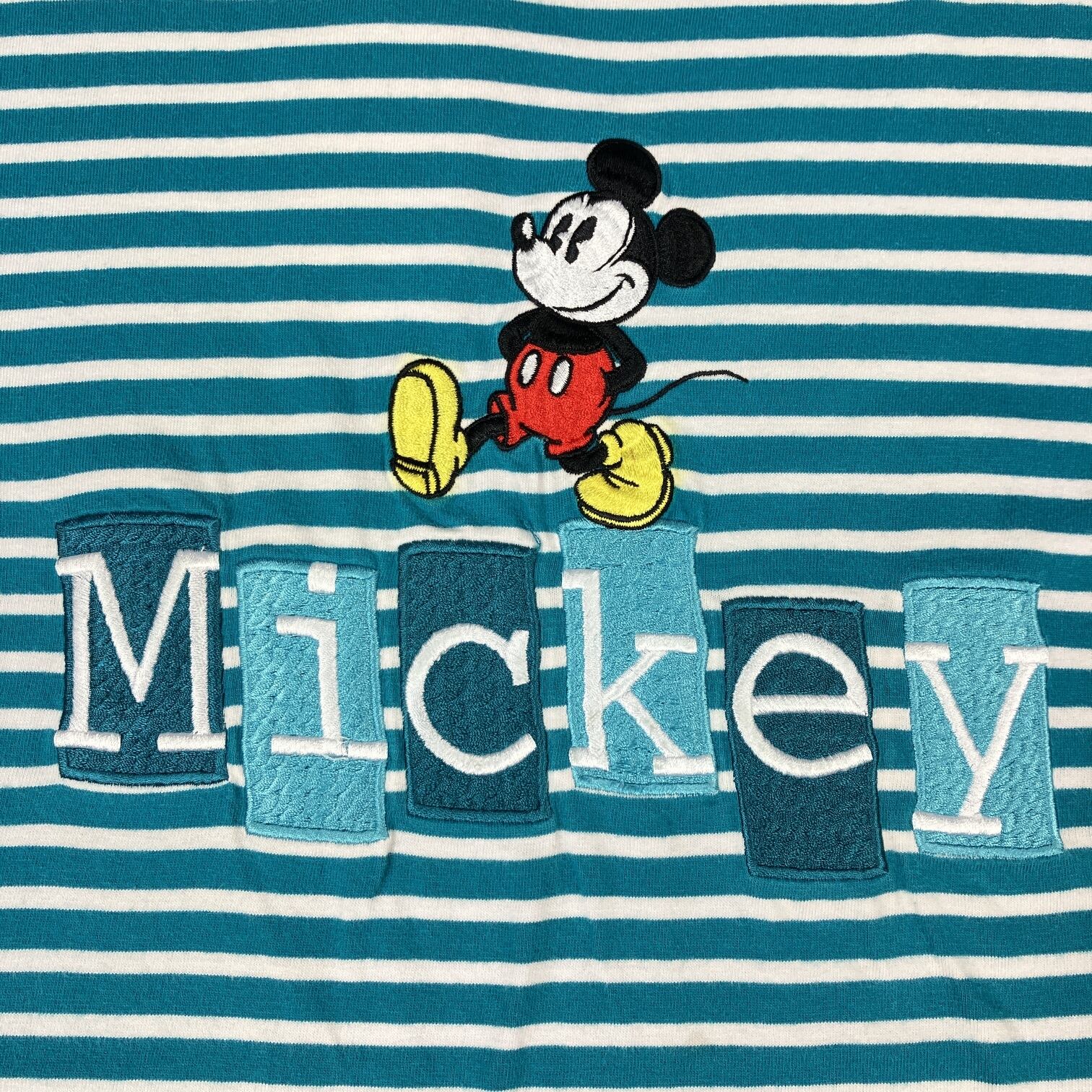 90s OLD Disney MICKEY ミッキー ボーダー リブ tシャツ 希少】Disneyディズニー オールドミッキー ヴィンテージTシャツ