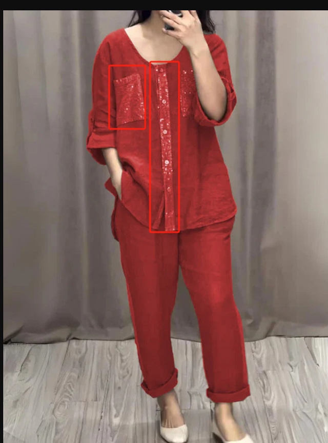 ポケットプラケット　金箔押し　レディースラウンドネック　レディースファッション