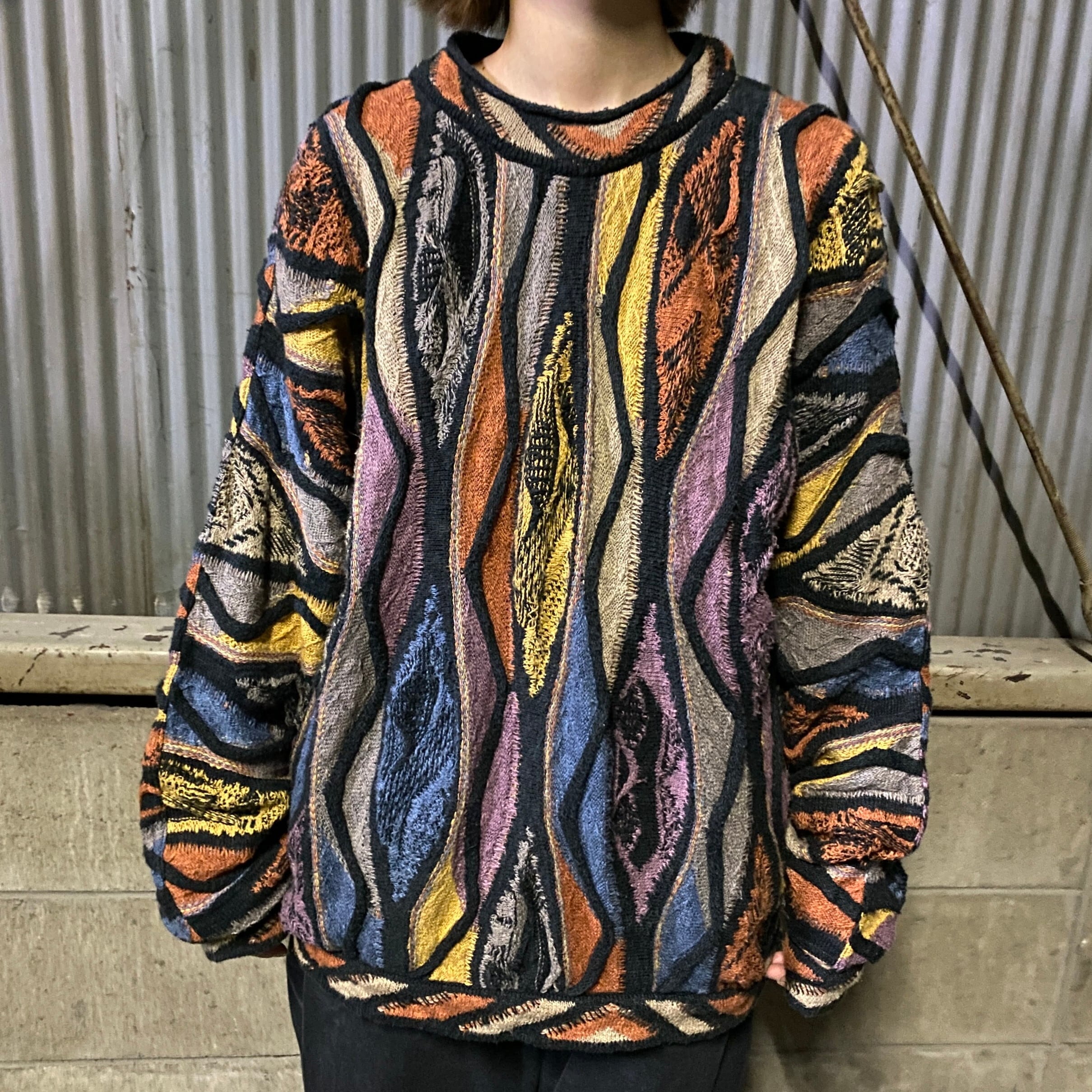 90年代 COOGI クージー CLASSIC 3Dニット セーター メンズM 古着