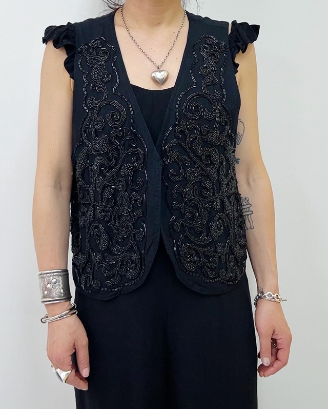 80s~90s beads embroidery vest