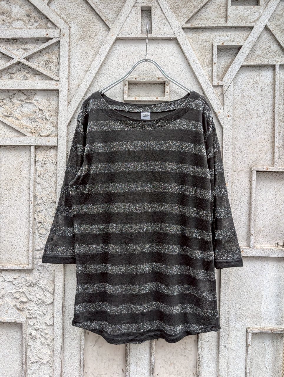 "LAME BORDER" sheer knit