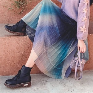 【送料無料】 マキシスカート  ロング丈  きらきら  プリーツスカート  無地  カラフル  体系カバー  ハイウェスト  大人可愛い  カジュアル系  チュール生地  韓国  こなれ感  エレガント系  フェミニン  春  お出かけ・女子会・デイリーユース