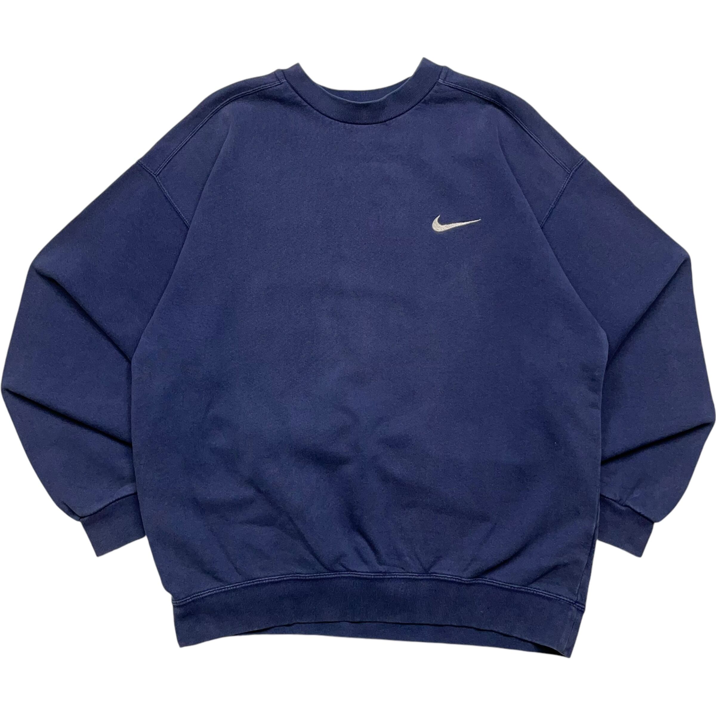 《L》 NIKE ナイキ スウェット スウォッシュ ワンポイント 刺繍 ネイビー 90年代 vintage no.4563