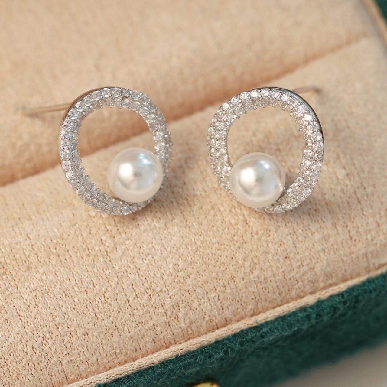 パールサークルピアス シルバー AC03